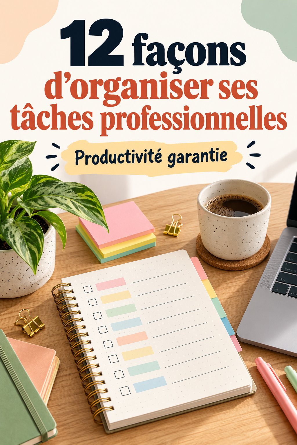 Femme organisée à son bureau avec des outils de gestion des tâches