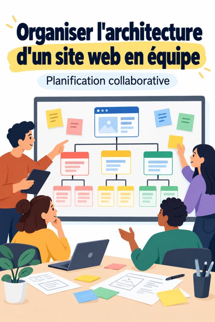Équipe travaillant ensemble sur l'architecture d'un site web