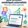 Un écran d'ordinateur affichant un parcours client automatisé pour un produit digital.
