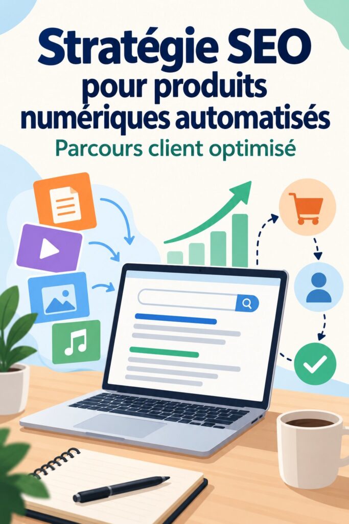 Un écran d'ordinateur affichant un parcours client automatisé pour un produit digital.