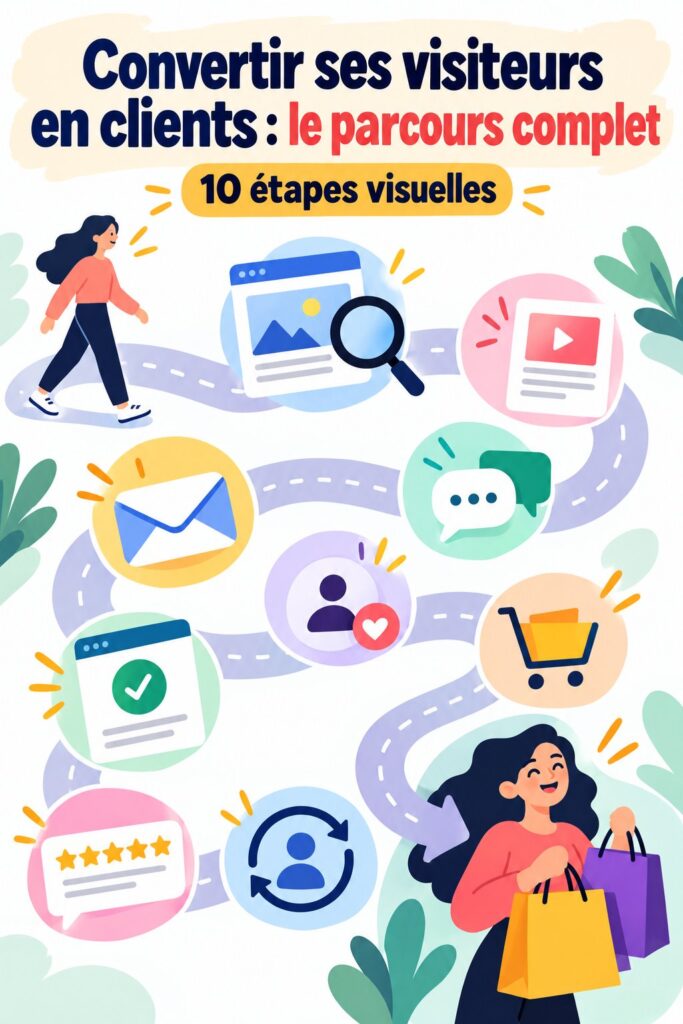 Une infographie illustrant le parcours client étape par étape en e-commerce