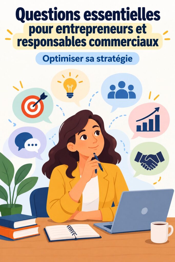 Illustration représentant une femme réfléchissant aux questions essentielles pour entrepreneurs.