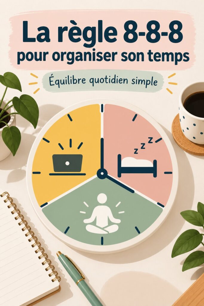 Une femme souriante planifiant sa journée en utilisant la règle 8-8-8