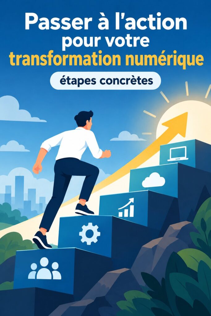Femme d'entreprise utilisant un ordinateur pour planifier sa transformation numérique