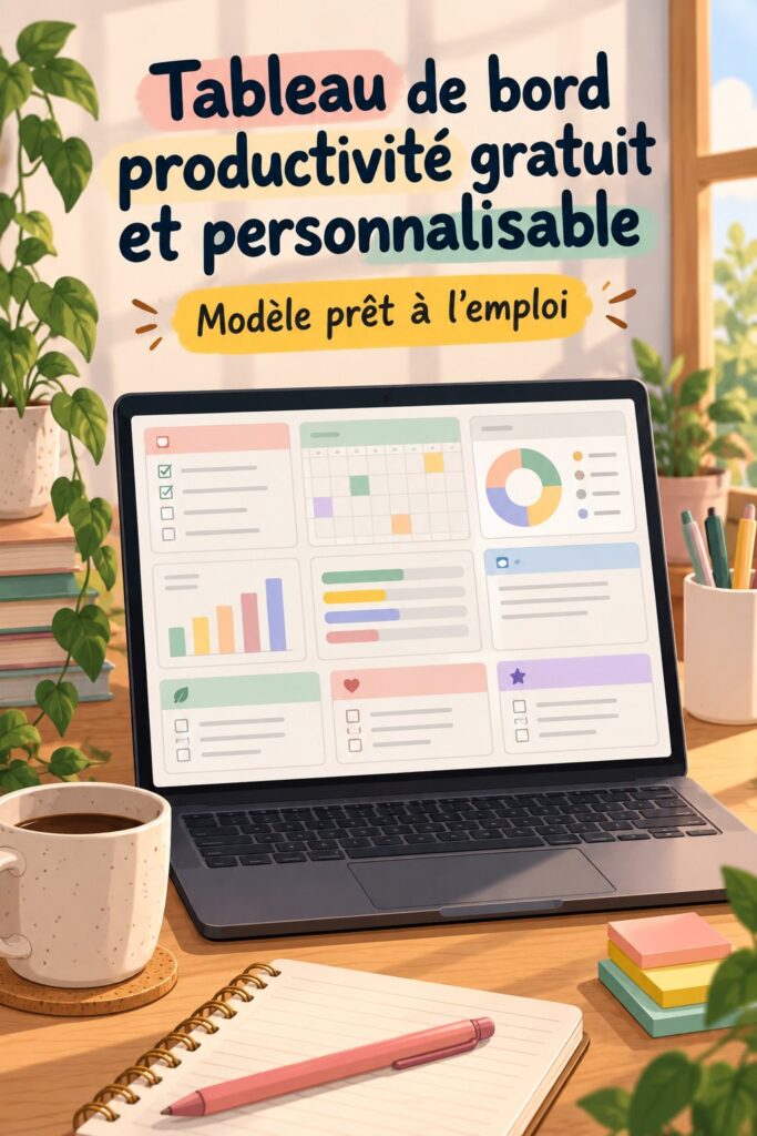 Tableau de bord Notion esthétique avec des éléments de productivité