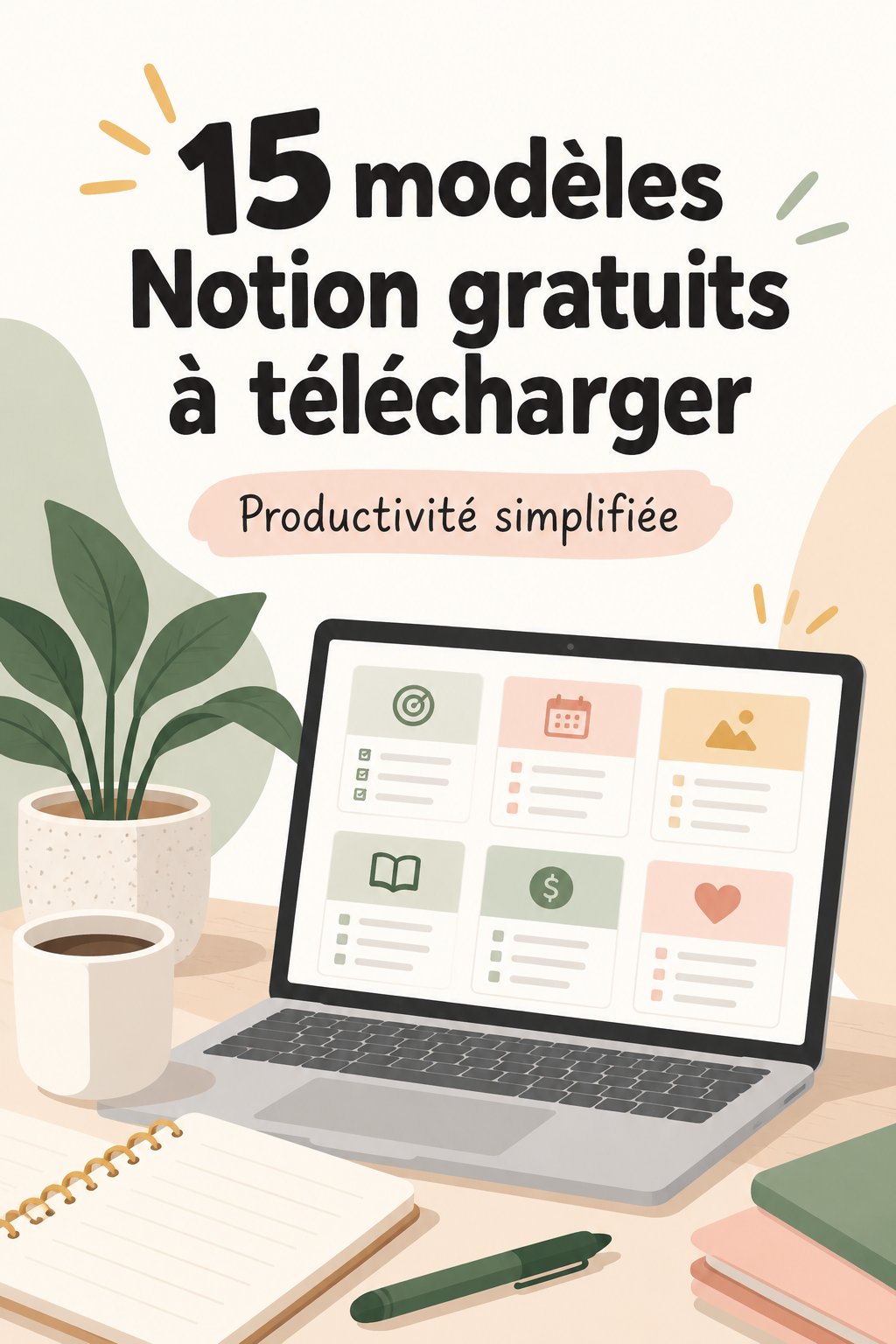 Une capture d'écran de plusieurs templates Notion gratuits sur un ordinateur