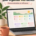 Un écran d'ordinateur affichant des templates Notion personnalisés organisés de manière esthétique.