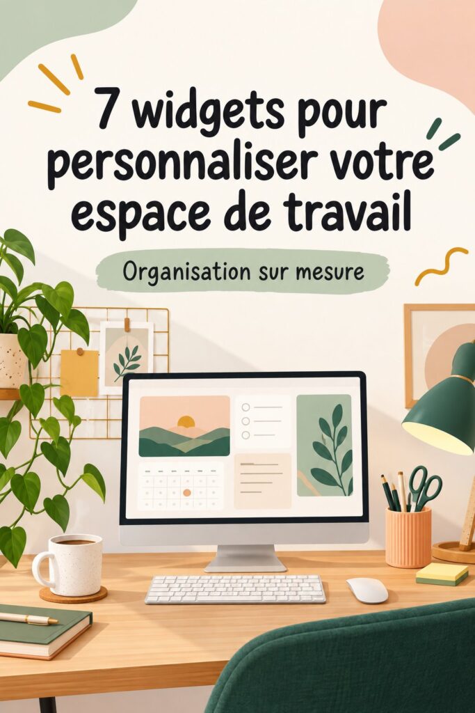 Capture d'écran d'un espace de travail Notion personnalisé avec plusieurs widgets.